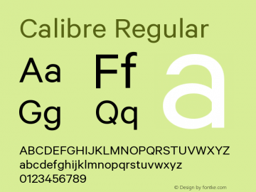Calibre-Regular Version 1.002;PS 001.001;hotconv 1.0.57;makeotf.lib2.0.21895 Font Sample