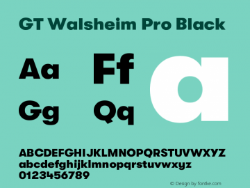 GT Walsheim Pro Black Version 2.001;PS 002.001;hotconv 1.0.88;makeotf.lib2.5.64775 Font Sample