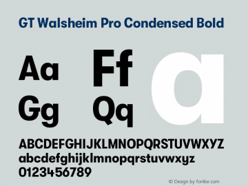 GT Walsheim Pro Condensed Bold Version 2.001;PS 002.001;hotconv 1.0.88;makeotf.lib2.5.64775 Font Sample