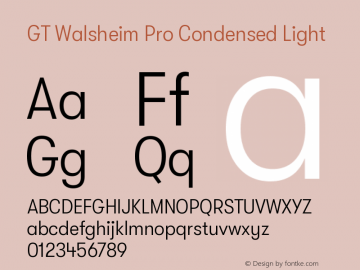 GT Walsheim Pro Condensed Light Version 2.001;PS 002.001;hotconv 1.0.88;makeotf.lib2.5.64775图片样张