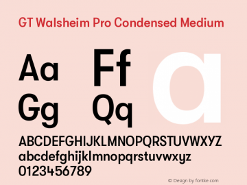 GT Walsheim Pro Condensed Medium Version 2.001;PS 002.001;hotconv 1.0.88;makeotf.lib2.5.64775 Font Sample