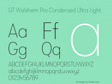 GT Walsheim Pro Condensed Ultra Light Version 2.001;PS 002.001;hotconv 1.0.88;makeotf.lib2.5.64775 Font Sample