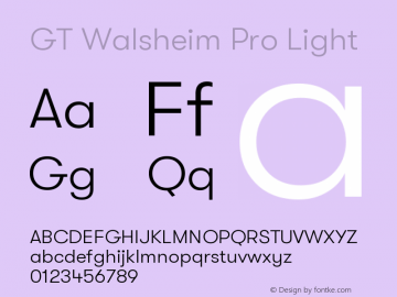 GT Walsheim Pro Light Version 2.001;PS 002.001;hotconv 1.0.88;makeotf.lib2.5.64775 Font Sample