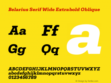 Belarius Serif Wide Eb Oblique Version 1.001 Font Sample