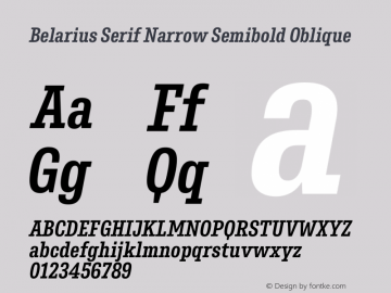 Belarius Serif Narrow Sb Oblique Version 1.001图片样张