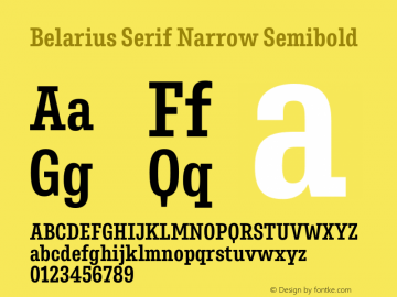 Belarius Serif Narrow Sb Version 1.001 Font Sample