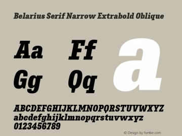 Belarius Serif Narrow Eb Oblique Version 1.001 Font Sample