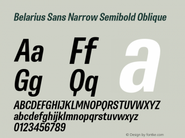 Belarius Sans Narrow Sb Oblique Version 1.001 Font Sample