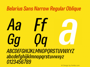 Belarius Sans Narrow Regular Oblique Version 1.001图片样张
