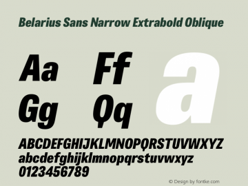 Belarius Sans Narrow Eb Oblique Version 1.001 Font Sample