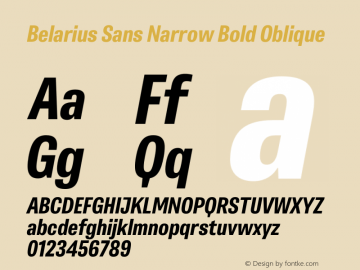 Belarius Sans Narrow Bold Oblique Version 1.001图片样张