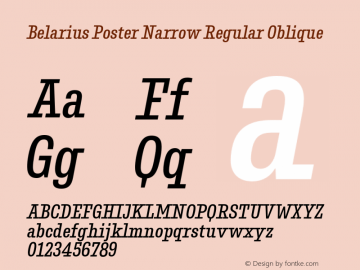 Belarius Poster Narrow Regular Oblique Version 1.001 Font Sample