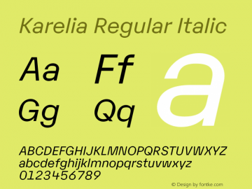 Karelia-RegularItalic Version 1.000 | wf-rip DC20180930图片样张