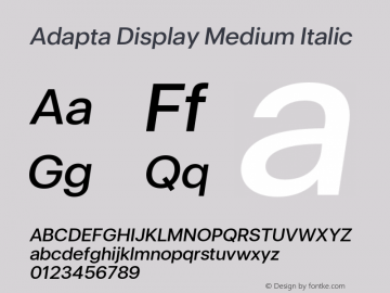AdaptaDisplay-MediumItalic Version 1.000 Font Sample