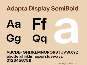 AdaptaDisplay-SemiBold Version 1.000 Font Sample