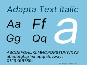 AdaptaText-Italic Version 1.000 Font Sample