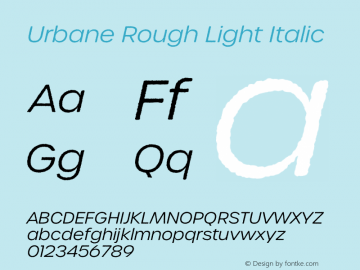 Urbane Rough Light Italic Version 3.000;hotconv 1.0.109;makeotfexe 2.5.65596 Font Sample