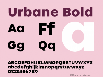 Urbane Bold Version 4.000;hotconv 1.0.109;makeotfexe 2.5.65596图片样张