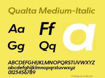 Qualta Medium-Italic Version 1.012 Font Sample