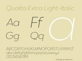 Qualta Extra Light-Italic Version 1.012 Font Sample