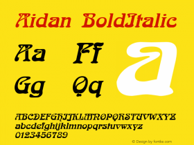 Aidan BoldItalic Altsys Fontographer 4.1 12/23/94图片样张