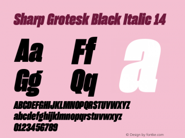 Sharp Grotesk Black Italic 14 Version 1.003 Font Sample