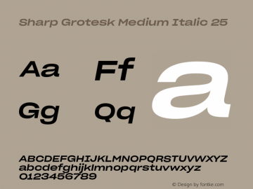 Sharp Grotesk Medium Italic 25 Version 1.003图片样张