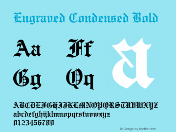Engraved Condensed Bold Altsys Fontographer 4.1 12/29/94图片样张
