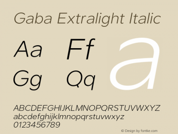 Gaba-ExtralightItalic 2.00 Font Sample