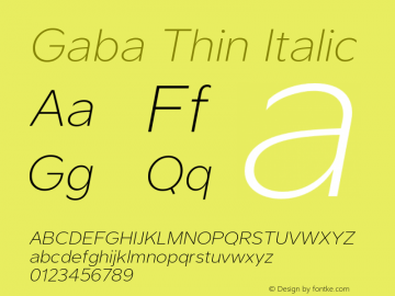 Gaba-ThinItalic 2.00 Font Sample