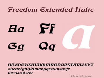 Freedom Extended Italic Altsys Fontographer 4.1 1/4/95 Font Sample