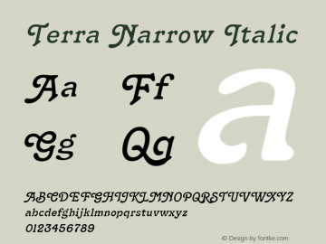 Terra Narrow Italic Altsys Fontographer 4.1 12/21/94图片样张