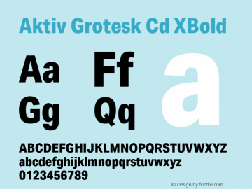 Aktiv Grotesk Cd XBold Version 1.001 Font Sample