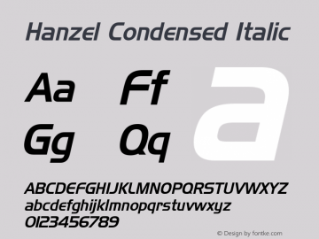 Hanzel Condensed Italic 1.0 Wed Jul 28 16:02:07 1993图片样张