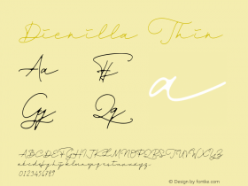 Dienilla Thin 1.00 Font Sample