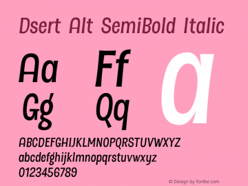 Dsert Alt SemiBold Italic 001.001 Font Sample