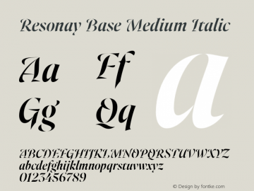 Resonay Base Medium Italic Version 1.000;hotconv 1.0.109;makeotfexe 2.5.65596图片样张