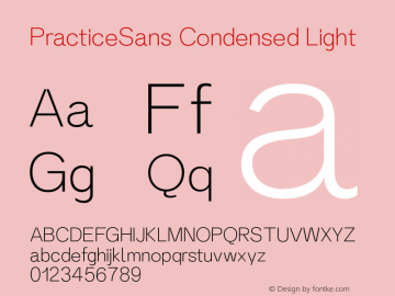 PracticeSans Condensed Light Version 1.000;PS 001.000;hotconv 1.0.88;makeotf.lib2.5.64775图片样张