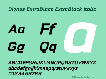 DignusExtraBlackItal Version 0.000 Font Sample