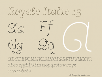 Royale Italic 15 Version 1.000;hotconv 1.0.109;makeotfexe 2.5.65596 Font Sample