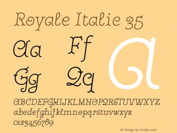 Royale Italic 35 Version 1.000;hotconv 1.0.109;makeotfexe 2.5.65596 Font Sample