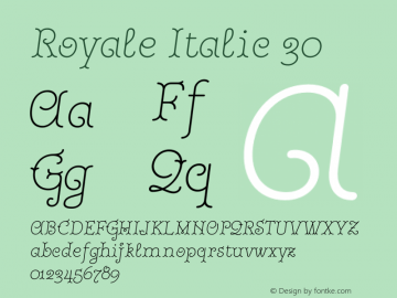 Royale Italic 30 Version 1.000;hotconv 1.0.109;makeotfexe 2.5.65596 Font Sample