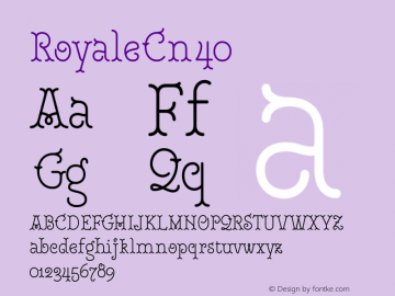 Royale Cn 40 Version 1.000;hotconv 1.0.109;makeotfexe 2.5.65596 Font Sample