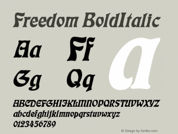 Freedom BoldItalic Altsys Fontographer 4.1 1/4/95图片样张