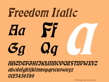 Freedom Italic Altsys Fontographer 4.1 5/7/96图片样张