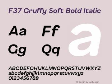 F37 Gruffy Soft Bold Italic Version 1.000;hotconv 1.0.109;makeotfexe 2.5.65596 Font Sample