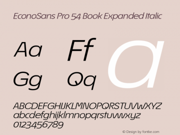 EconoSans Pro 54 Book Expanded Italic 3.013图片样张