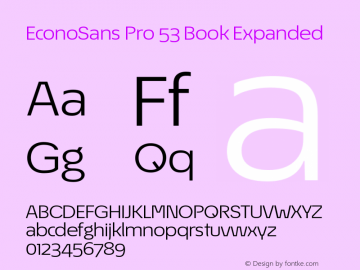 EconoSans Pro 53 Book Expanded 3.013 Font Sample