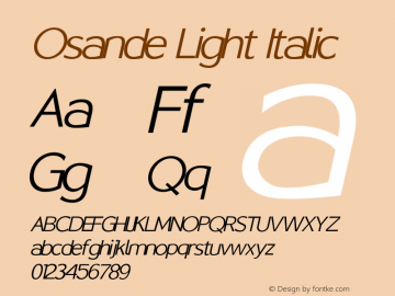 Osande Light Italic Version 1.00;January 24, 2021;FontCreator 13.0.0.2683 64-bit图片样张