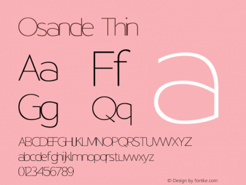 Osande Thin Version 1.00;January 25, 2021;FontCreator 13.0.0.2683 64-bit Font Sample